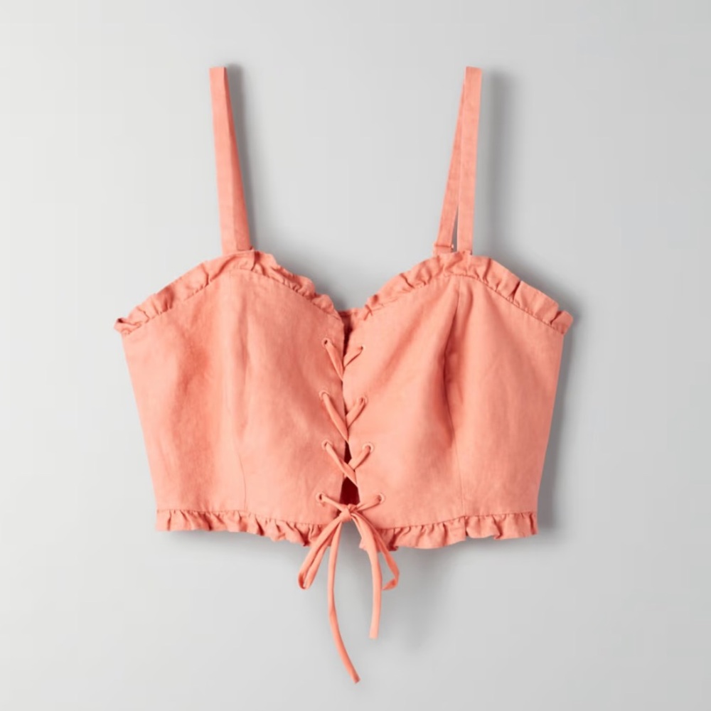 Aritzia Wilfred Tie Up Crop Top